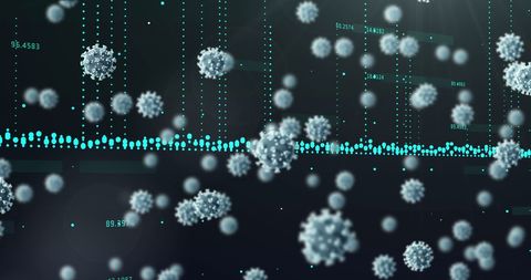 Covid-19 Cells and Financial Data on Dark Background - Download Free Stock Images Pikwizard.com