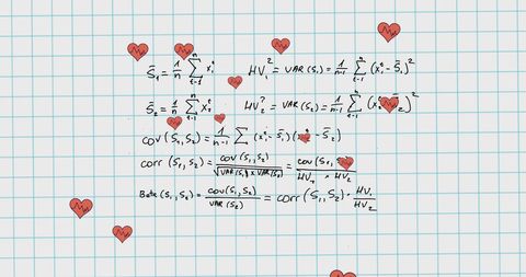 Mathematical Equations with Falling Hearts on Graph Paper - Download Free Stock Images Pikwizard.com