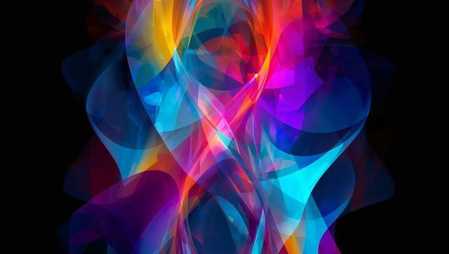 Abstract Swirling Ribbons with Vibrant Gradients on Black Background