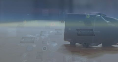 Data Processing Interface Over VR Headset Symbolizes Tech Revolution