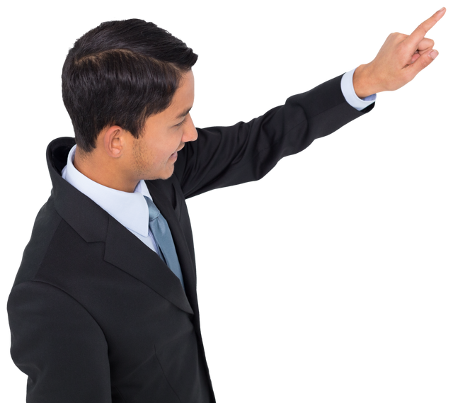 Transparent Cheerful Businessman Pointing for Presentation Use - Download Free Stock Videos Pikwizard.com