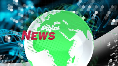 Digital Globe and Data Animation with News Text Overlay