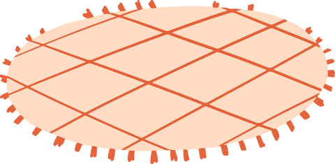 Circular geometric rug illustration on transparent background