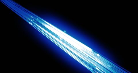 Blue light trails on black background abstract technology footage