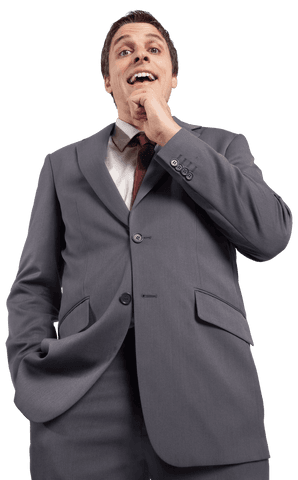Contemplative Businessman Against Transparent Background