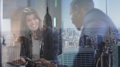 Diverse Businesspeople Collaborating Against Urban Backdrop