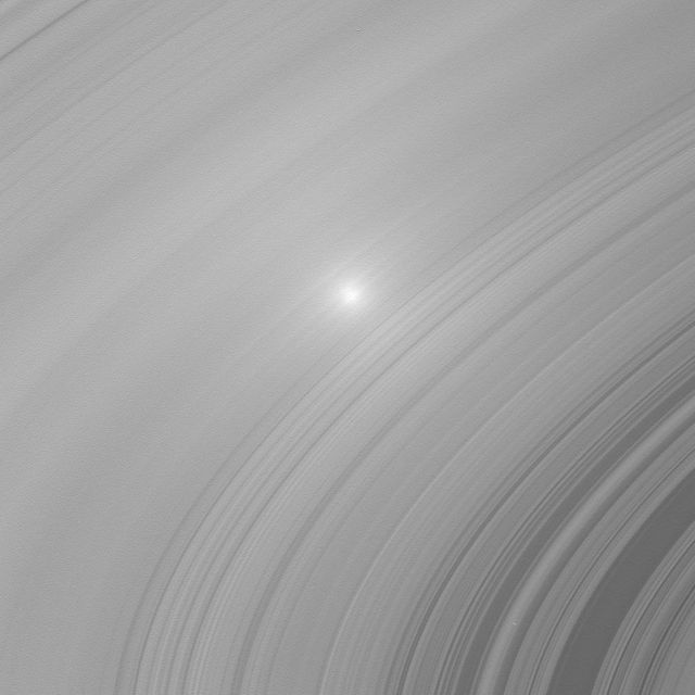 Two images of Saturn A and B ring showcase the opposition effect, a brightness surge that is visible on Saturn rings when the Sun is directly behind the spacecraft