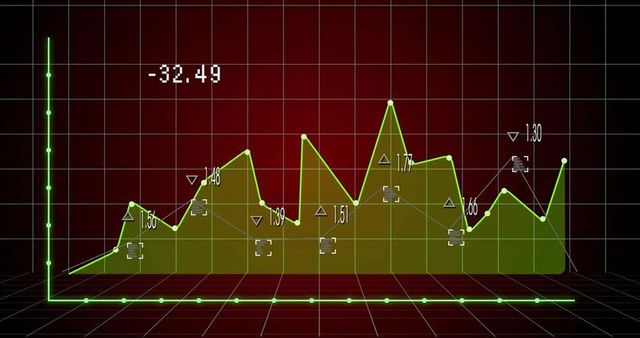 Futuristic Data Visualization 3D Graph with Neon Grid