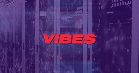 Red Vibes Text Over Digital Server Room Background
