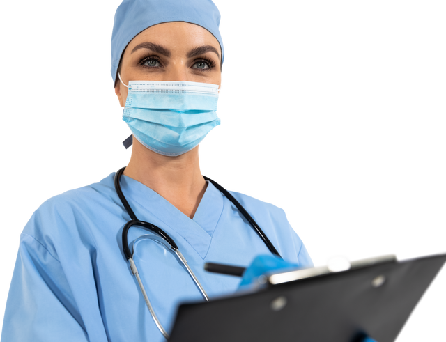 Transparent Medical Healthcare Worker Holding Clipboard in Scrubs - Download Free Stock Videos Pikwizard.com