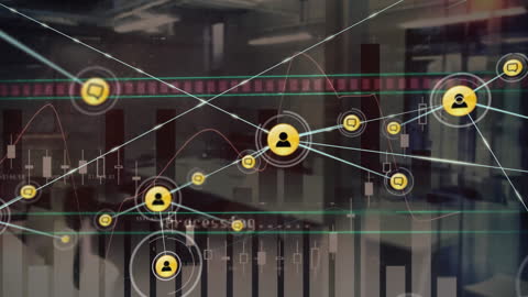Digital Interface with Data Charts and Network Connections