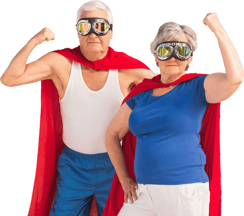 elderly superheroes showing strength with transparent background - Download Free Stock Videos Pikwizard.com