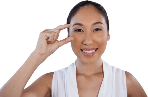 smiling woman gesturing transparent glasses adjustment - Download Free Stock Videos Pikwizard.com