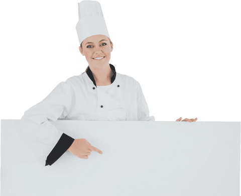 transparent background female chef pointing at blank sign - Download Free Stock Videos Pikwizard.com