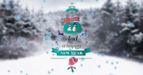 Festive Christmas Message with Snow Background and Falling Snowflakes