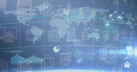 Global data visualization with graphs and digital elements