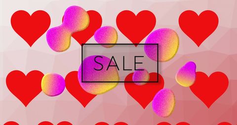 Retro Sale in Vibrant Heart Background - Download Free Stock Images Pikwizard.com