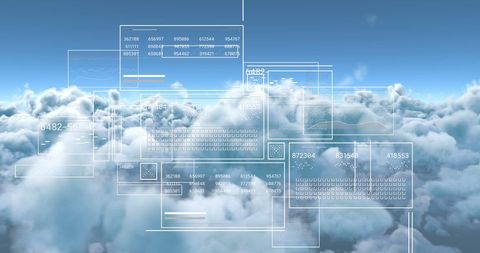 Digital Data Interfaces Overlaying Cloudy Sky Backdrop - Download Free Stock Images Pikwizard.com