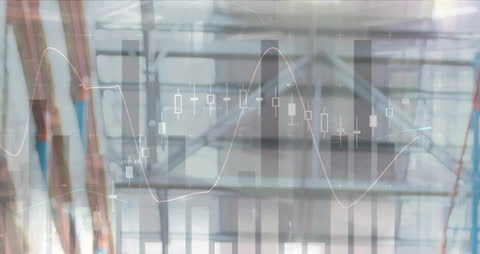 Abstract Financial Data Graphics with Unfocused Cityscape