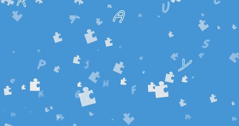 Floating Puzzle Pieces with Letters on Blue Background - Download Free Stock Images Pikwizard.com