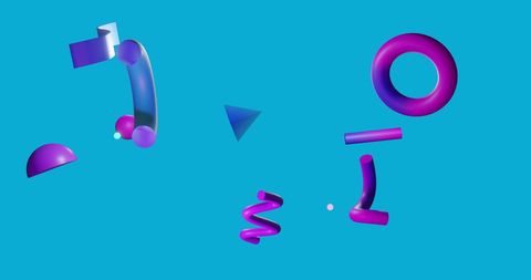 Abstract 3D Geometric Shapes on Vibrant Blue Background