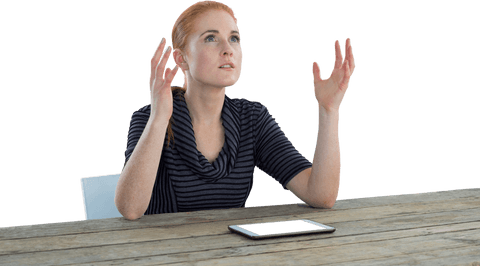 Businesswoman with Tablet in Transparent Background Gesturing Frustration - Download Free Stock Videos Pikwizard.com