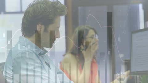 Business Colleagues Analyzing Financial Data on Computers