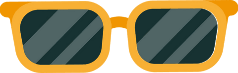 Stylish orange sunglasses with green tint on transparent background
