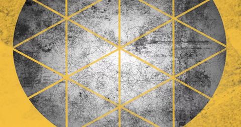 Geometric patterns with grunge style on yellow background