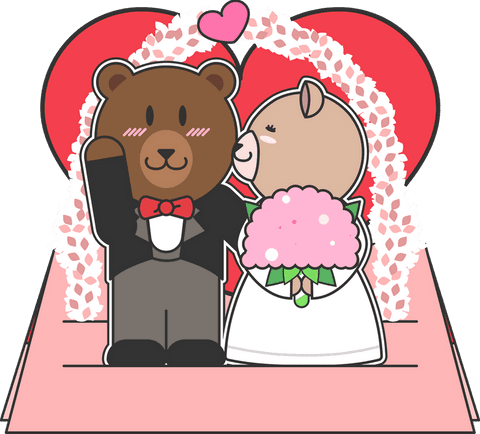 flat design bear and pig wedding on transparent setting - Download Free Stock Videos Pikwizard.com