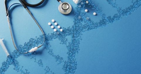 Medical Innovation Concept with DNA Strand and Stethoscope