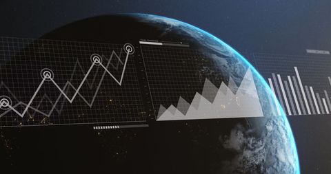 Global Data Visualization Against Earth Backdrop - Download Free Stock Images Pikwizard.com