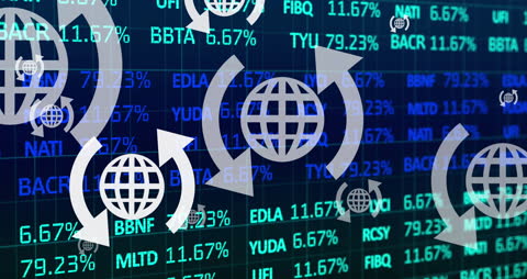 Digital Data Processing Animation with Global Scanning Icons