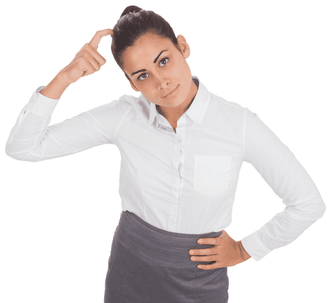 Transparent Businesswoman Scratching Head, Thinking Pose