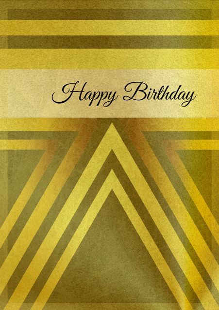 This card with elegant golden stripes and a 'Happy Birthday' message features a sophisticated geometric design. It is perfect for sending to friends and family to celebrate birthdays, as well as for use in various other festive occasions and greeting purposes. The stylish pattern and minimalist aesthetic make it suitable for both personal and professional greetings.