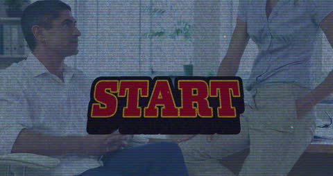 Animated Start Text Over Business People in Office