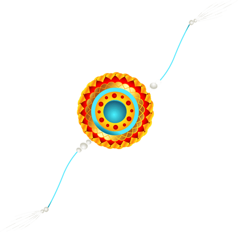 Vibrant bohemian medallion with braided cords and tassels on transparent background