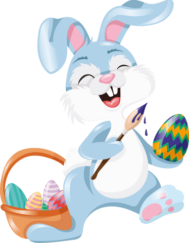 happy easter bunny painting colorful eggs on transparent background - Download Free Stock Videos Pikwizard.com