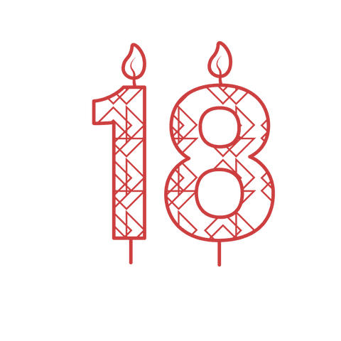 Red Patterned Number 18 Birthday Candles on Transparent Background - Download Free Stock Videos Pikwizard.com