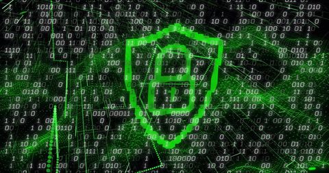 digital security concept with binary code and padlock shield - Download Free Stock Images Pikwizard.com