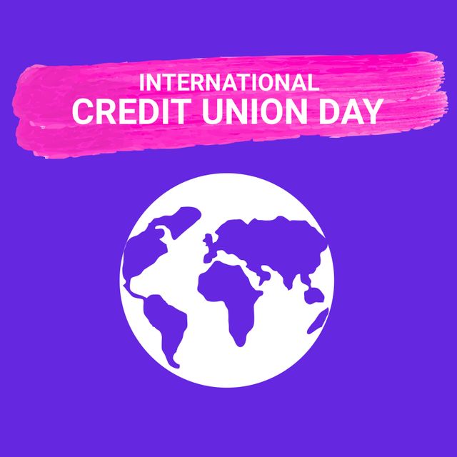 This design is ideal for promoting International Credit Union Day. Use on social media, newsletters, posters, or websites to raise awareness for credit unions. The globe graphic highlights the global impact while the vibrant colors draw attention.