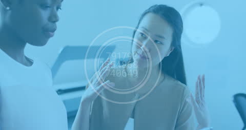 Business Strategy Meeting with Digital Futuristic Interface