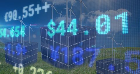 Renewable Energy Integration with Financial Market Data Display - Download Free Stock Images Pikwizard.com