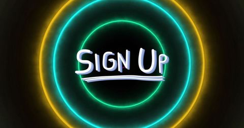 Glowing Neon Signup Design with Dynamic Circular Lights