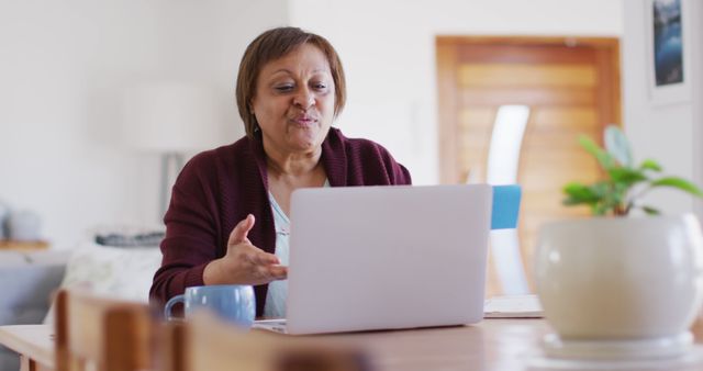 Senior Woman Using Laptop for Video Call at Home - Download Free Stock Images Pikwizard.com