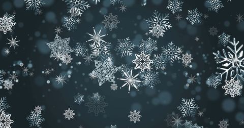 Falling Winter Snowflakes on Deep Blue Background