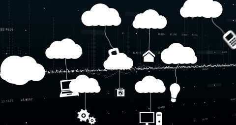 Digital Cloud Computing Concepts on Black Background