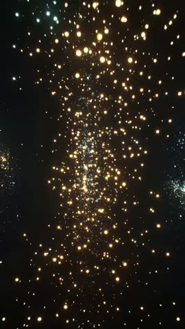 Warm Light Column Surging Forward with Floating Golden Orbs and Cyan Side Glows