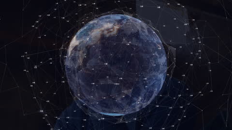 Global Network Connections Around Digital Globe