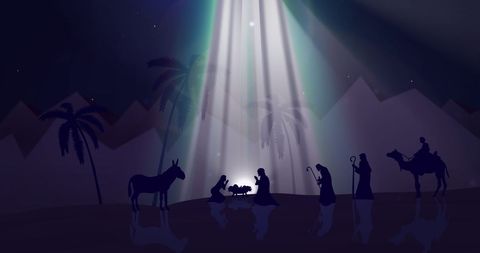 Holy Nativity Scene With Majestic Lights and Silhouettes